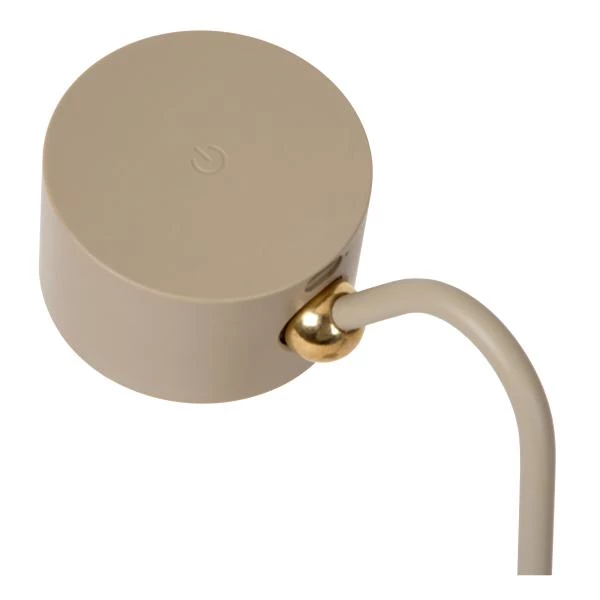 Lucide JOLAN - wiederaufladbare Schreibtischlampe/Klemmleuchte/Wandleuchte - Akku/Batterie - LED Dim to warm - 1x3,5W 2700K/5700K - Taupe - detail 4